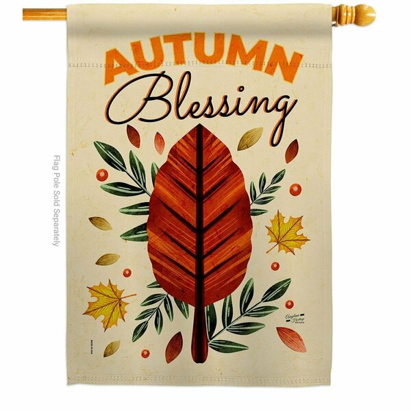 Patio Trasero 28 x 40 in. Blessing Autumn House Flag with Fall Harvest & Double-Sided Vertical Flags  Banner PA3904377